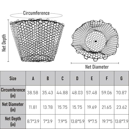 Dr.Fish Fishing Landing Net Replacement Rubber Fishing Net Without Handle Foldable Mesh Netting for Freshwater Saltwater