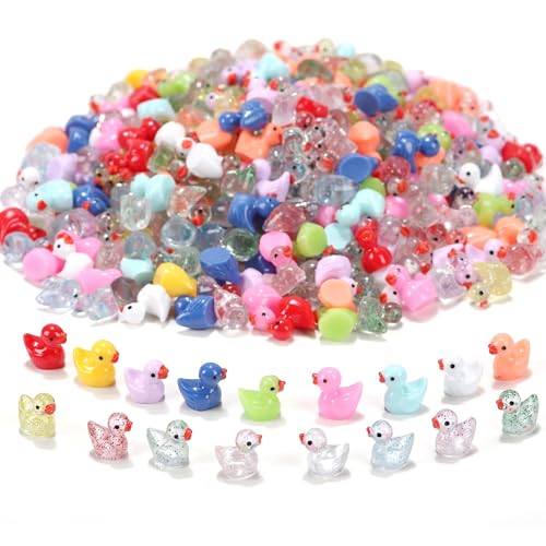 255 Pcs Mini Ducks Tiny Resin Ducks Glitter Little Animals Figurines Bulk for Micro Landscape Aquarium Ornaments Kit Dollhouse Decor Crafts Garden Accessories - color: Ducks, size: 255 Pcs