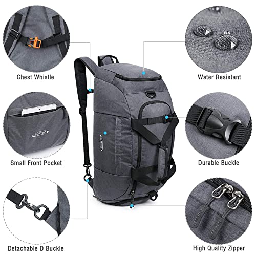G4Free 40L Foldable 3-Way Travel Bag Sports Bag with Shoe Compartment Men Women Gym Bag Luggage for Sports Fitness Gym Holiday, Snow Ni-Grey, 40L - color: Snow Ni-Grey