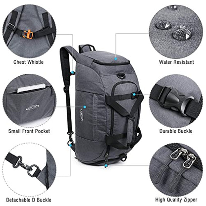 G4Free 40L Foldable 3-Way Travel Bag Sports Bag with Shoe Compartment Men Women Gym Bag Luggage for Sports Fitness Gym Holiday, Snow Ni-Grey, 40L - color: Snow Ni-Grey