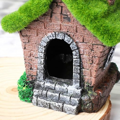 2pcs Fish House Aquarium Decoration Figurine Hide Cave Hut Micro Landscape Decor Fish Tank Ornaments for Garden Yard Bonsai