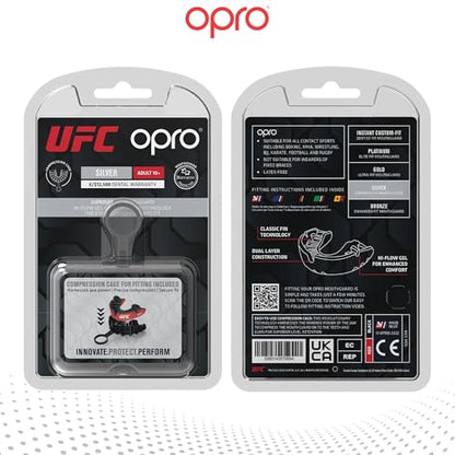 OPRO Silver Level UFC Moldable Mouth Guard, Essential Fit, Red/Black - color: Red/Black, size: Adult (Age 10+)