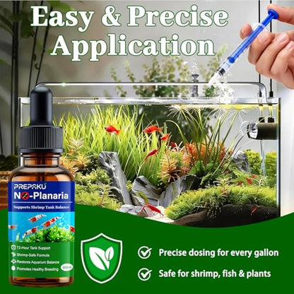 No Planaria & Hydra Support, Aquarium Balance Liquid for Shrimp & Fish, Helps Maintain Tank Stability and Reduce Flatworm-Related Issues, Shrimp-Safe Formula, 60ml