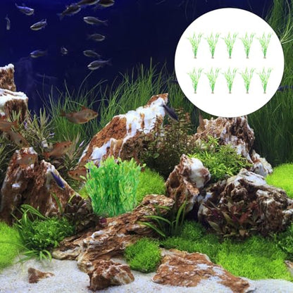 Kisangel 10pcs Artificial Fish Tank Plants Resin Underwater Kelp Grass Aquarium Landscape Decor Green for Freshwater Aquariums