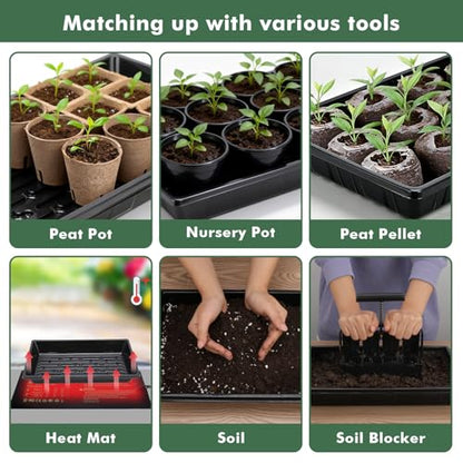 Upgraded 20 Pack Plant Growing Trays Seed Starting Tray Microgreens Growing Trays Seedling Plant Germination Starter Tray Transplant Fodder Flats, No Holes, No Leakage, Reusable (1017) - size: 1017