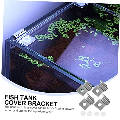 4pcs Aquarium Cover Clips Glass Lid Brackets for Fish Tank Easy Install Holders Securely Prevent Fish from Falling Compatible Various Tanks and Terrariums