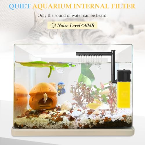 10W 15W 20W Aquarium Submersible Filter, Quiet Fish Tank Internal Filter with Spray Bar, Powerful Aquarium Filter for 5-80 Gallon Tank (10W for 5-30Gallon)