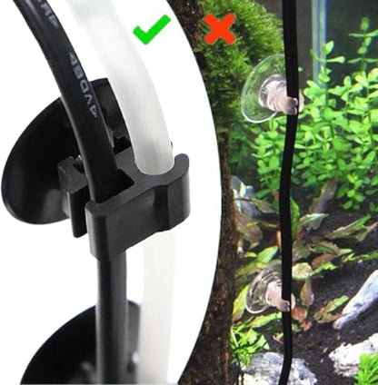 Aquarium Suction Cups, Fish Tank Suction Cup Clips for Wire & Power Cord, Air Pump Accessories, Black
