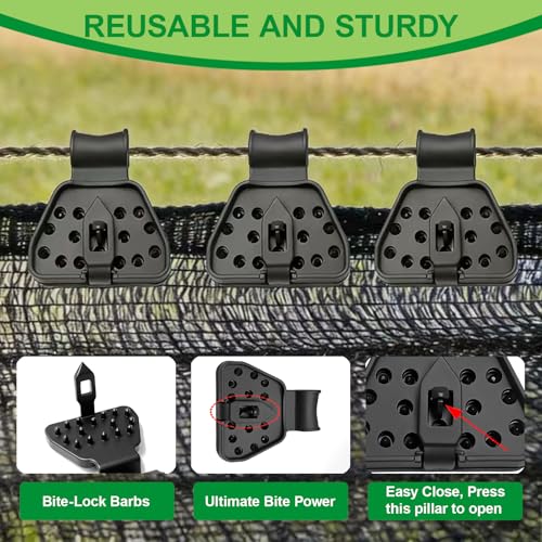 60PCS Shade Cloth Clips 2026 New Shade Clamps,Sunscreen Net Clips,Reusable Dual-buckle Fabric Clips,Fabric Clamps Heavy Duty Lock Grip for Garden,Fence Mesh fabric fasteners,Agricultural Greenhouses