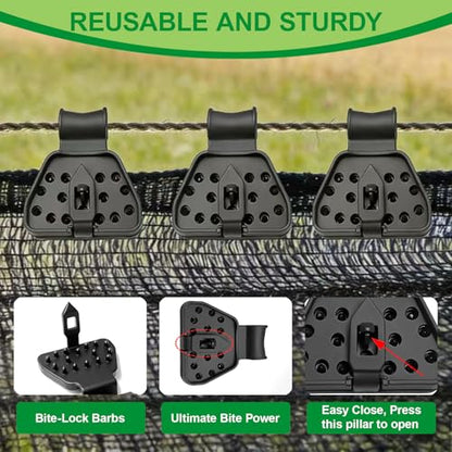 60PCS Shade Cloth Clips 2026 New Shade Clamps,Sunscreen Net Clips,Reusable Dual-buckle Fabric Clips,Fabric Clamps Heavy Duty Lock Grip for Garden,Fence Mesh fabric fasteners,Agricultural Greenhouses