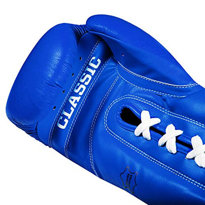 Title Classic Leather Lace Training Gloves 2.0 - Lace Up Boxing Glove, Boxing Competition Gloves, Boxing Sparring Gloves, Boxing Training Gloves, Boxing Bag Gloves, Boxing Gloves - color: Blue, size: 14 oz