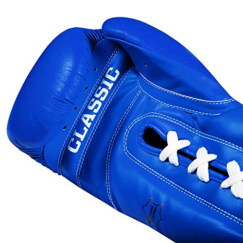 Title Classic Leather Lace Training Gloves 2.0 - Lace Up Boxing Glove, Boxing Competition Gloves, Boxing Sparring Gloves, Boxing Training Gloves, Boxing Bag Gloves, Boxing Gloves - color: Blue, size: 18 oz