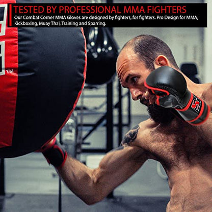 Combat Corner C2 MMA Training Gloves for Men and Women - Kickboxing, Muay Thai, MMA Sparring Training Gloves