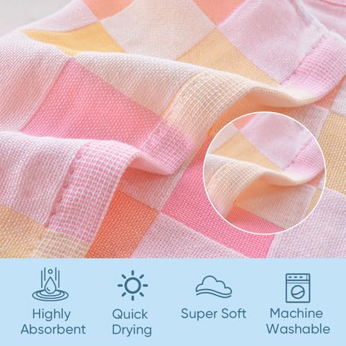 Face Cloths, Soft Wash Cloth for Washing Face, Lightweight Plaid Cotton Face Towels, Quick Dry Absorbent Facial Cleansing Cloths, for Bathroom Daily Skincare, Pink Checkered Design(9.8 x 19.7 Inch) - color: Grid-pink