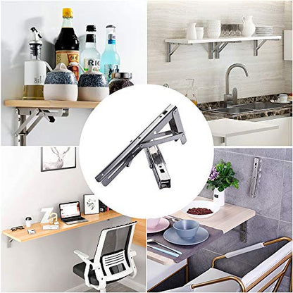 Storystore Folding Shelf Brackets - 24 Inch Heavy Duty Stainless Steel Collapsible Shelf Bracket for Bench Table, Space Saving DIY Bracket, Max Load: 550lb - size: 24 Inch