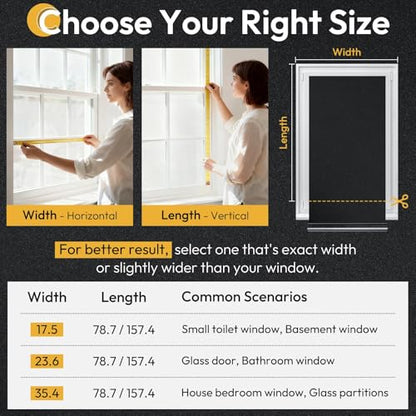 rabbitgoo Blackout Window Film 100% Light Blocking, Static Cling No Glue Easy Install, Removable Room Darkening Window Cover for Daytime Sleep, Bedroom, Nursery, Home Theater, 17.5" x 118.1" - color: Frosted Black, size: 17.5" X 118.1"