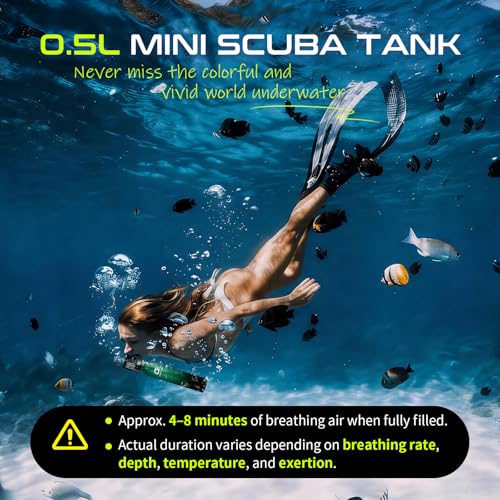 GOYOJO Mini Scuba Tank, Portable Diving Lung Air Tank with DOT Certified, Refillable Emergency Backup Pony Bottle for Snorkeling, Underwater Breathing, Training - color: 0.5L Submariner Hulk
