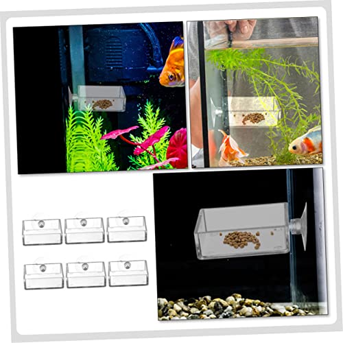 LIOOBO 6pcs Acrylic Aquarium Feeding Plates Suction Cups Dishes for Shrimp and Fish Tanks Convenient Food Feeders Easy to Clean and Install