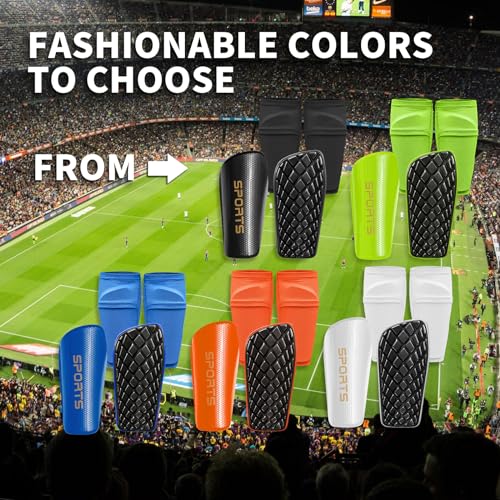 LPONJAR Soccer Shin Guards for Kids Youth Adults - color: White, size: Large ( 4'11" - 5'7" Tall )