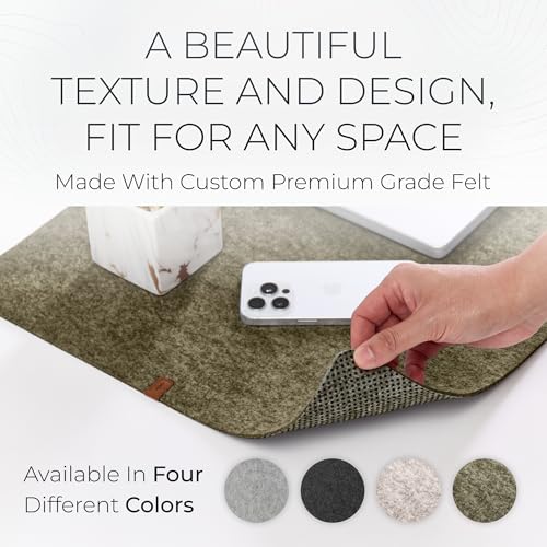 Nordik Large Felt Desk Mat – Timber Moss Green – 35 x 17 inch – Computer Desk Mat – Keyboard and Mouse Pad – Large Desktop Felt Pad