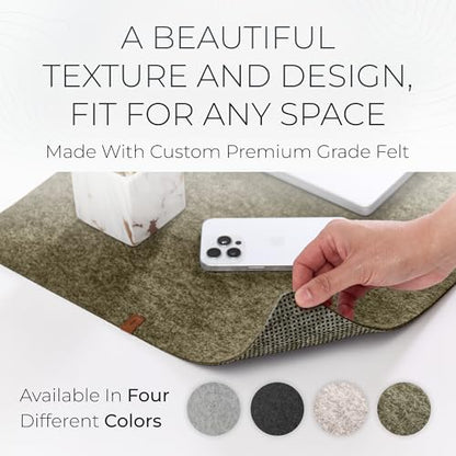 Nordik Large Felt Desk Mat – Timber Moss Green – 35 x 17 inch – Computer Desk Mat – Keyboard and Mouse Pad – Large Desktop Felt Pad