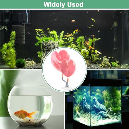 M METERXITY 2-Pack Betta Fish Leaf Pad, Hammock Plant Leaf Pad, Realistic Resting Fish Rest Bed for Fish Tank Decorations/Aquarium Accessories/Spawning Grounds/Breeding [Pink, Heart-Shaped]