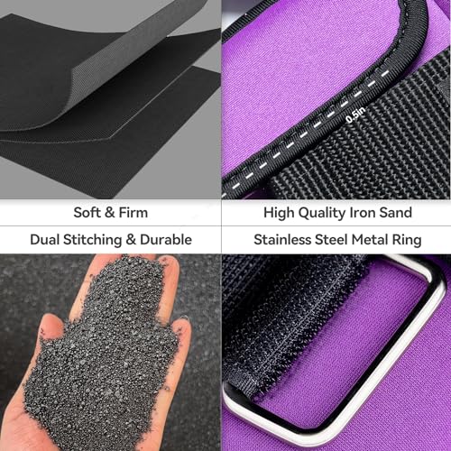 Sportneer Adjustable Ankle Weights with Removable Weights, Easy to Adjust - color: Purple