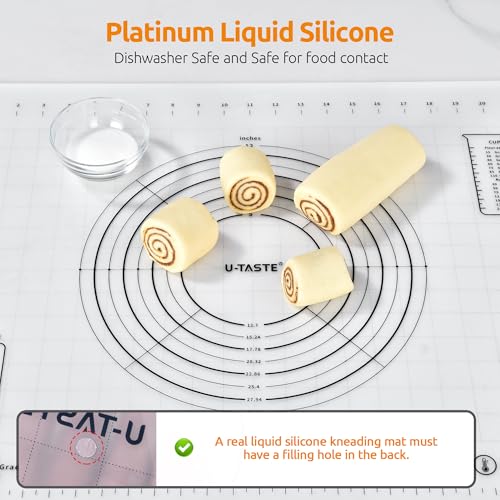 U-Taste 228.2℉ Heat Resistant Food Grade 1.5oz Angled Turkey Baster, and 20inx28in Large Silicone Pastry Mat Food-Grade Non-Stick Dough Rolling Mat (Black+Transparent)