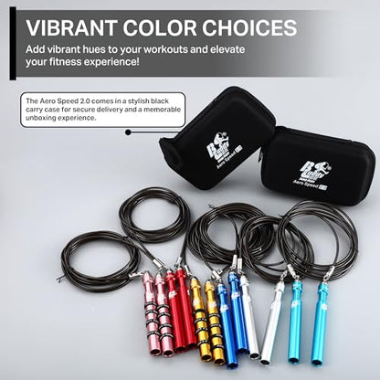 Buddy Lee Aero Speed Jump Rope 2.0 Upgraded Version with Sonic Rocket Speed Swivel Bearing | Tangle-Free & Adjustable Jump Rope for Men & Women - For Fitness, Double-Unders, and Cross-Training - color: Sky Blue