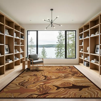 9'x12' Washable Flatwoven Rug, Tan Abstract Shark Stain Resistant Massive Carpet for Dining Room, Basement, Large Office, Non-Slip Chair-Friendly Mat | Ref:2067563 - color: Beige/Pattern 25, size: 9' x 12' (Rectangular)