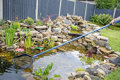 PondH2o Heavy Duty Pond Net 16 Inch (40cm) Head Size with 9 Ft (3 Metre) Telescopic Pole Built to Last for All Water Garden Jobs, for Pond Professionals Koi Fish Catching or Debris Skimming Net