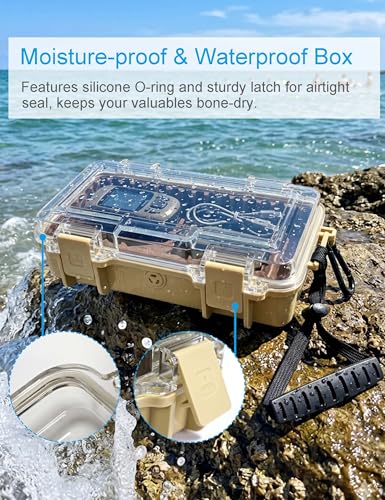 Waterproof Box Dry Box Watertight Storage Box for Boat Waterproof Containers Hard Protective Case Phone Case for Kayaking, Boating & Fishing Floating Kayak Tackle Boxes 10" L x 5" W x 2.5" H