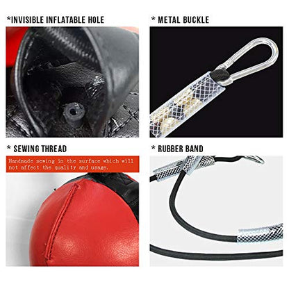 Wesing Double End Striking Bag Leather Boxing Speed Ball Bag - color: Red
