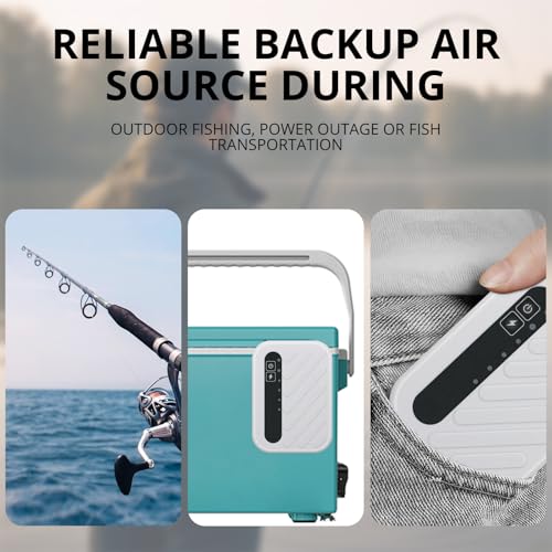 Small Rechargeable Bait Bucket Aerator, Rechargeable Aerator for Fishing,Adjustable 3 Speed 13GPH-32GPH Minnow Bucket Aerator,Intermittent Mode,Quiet Voice, Suitable for Fishing Enthusiasts