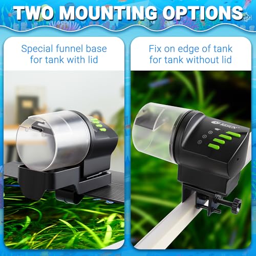 Automatic Fish Feeder for Aquarium Auto Food Dispenser with Timer for Small Tank, Aquariums - Battery/Plug-in Powered Feeders for Goldfish/Koi/Turtle, Resun AF2020
