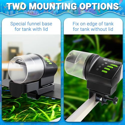 Automatic Fish Feeder for Aquarium Auto Food Dispenser with Timer for Small Tank, Aquariums - Battery/Plug-in Powered Feeders for Goldfish/Koi/Turtle, Resun AF2020