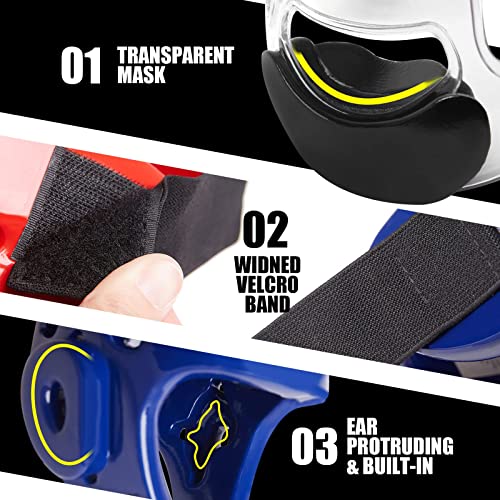 Youth & Adults Taekwondo Headgear – Adjustable MMA Helmet with Removable Face Shield & Ultra-Soft Padding for Kickboxing, Muay Thai, Combat Training - color: BLACK, size: Large