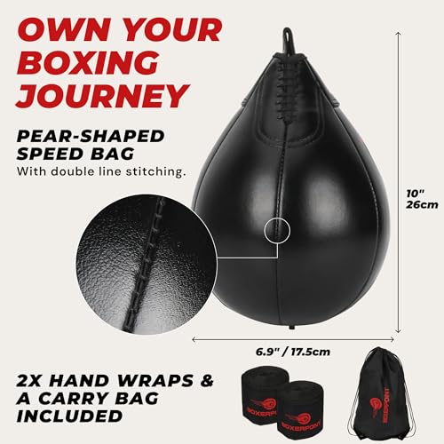 Speed Bag for Boxing - Durable PU Leather Punching Bag for Adults - Anti-Leak Boxing Bags Home Gym Training Equipment, Portable Heavy Bags - Large Reflex Ball, Indoor & Outdoor