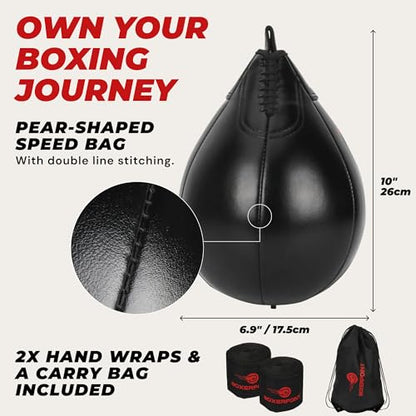 Speed Bag for Boxing - Durable PU Leather Punching Bag for Adults - Anti-Leak Boxing Bags Home Gym Training Equipment, Portable Heavy Bags - Large Reflex Ball, Indoor & Outdoor