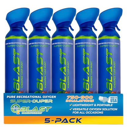 Portable Oxygen Can, Filled with 99.99% Pure Oxygen in a Can with Breathing Mask for Sports, Travel, and High Altitude Use | On-the-Go Air Support for Hiking and Outdoors – 10L, 5-Pack
