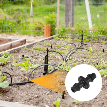M METERXITY 50-Pack Drip Irrigation Barbed Fittings, for 1/4 Inch Tubing Connector Plastic Coupling Irrigation Parts for Garden/Greenhouse/Aquarium/Flower Pot, Drip Pipe Accessories - style: Double Barb