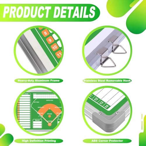 Magnetic Baseball Coach Board, Softball Coach Board, Baseball Accessories - color: Baseball-green