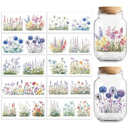 UV DTF Cup Wraps Transfer Stickers Flower Cluster Pattern, 10 Sheets Waterproof Custom Vinyl Transfer Sticker 16oz Coffee Glass Cup Tumbler Bottle Mug Decals for Men Women - style: Flower cluster