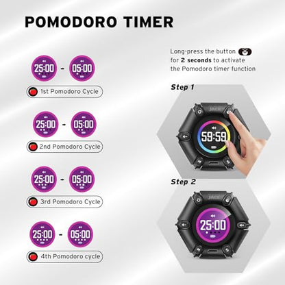 Smart FILP Pomodoro Timer 3/5/10/25/30/60min Preset, Silent & Sound Alarm | Productivity Cube timer, Visual Timer for Office, ADHD, Study, Work, Magnetic Timer with Flip Custom Countdown - Black - color: Real Black