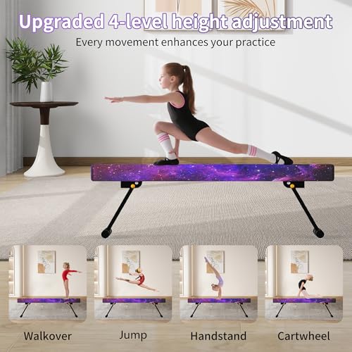 EL&IT·Wings 6/8ft Gymnastic Balance Beam,Adjustable High and Low Level Floor Beam - color: StarryPink, size: 6FT