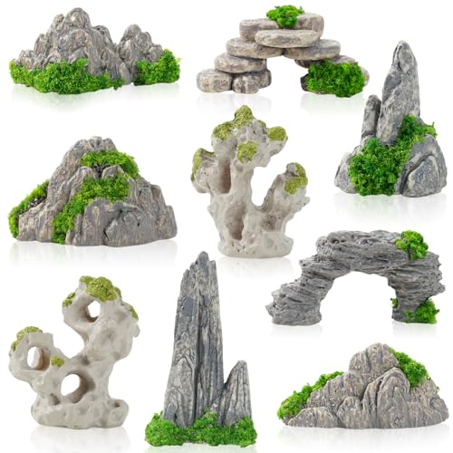 27 Pcs 9 Styles Zen Garden Accessories, Miniature Rockery Decoration Mini Garden Accessories for Micro Landscape Decoration Bonsai Ornament Plant Pot