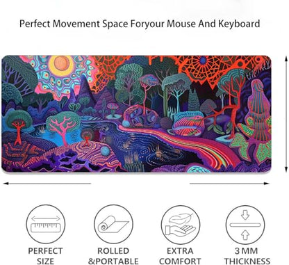 Larger Mouse Pad with Anti-fray Stitching, Premium-Textured & Waterproof Computer Mousepad with Non-Slip Rubber Base, Gaming Mouse Mat for Laptop Office & Home, (Pink,Landscape) 32"X12" Ergonomic Y-1B