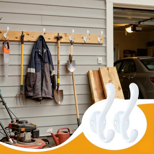 10 Pack Coat Hooks Wall Mount Heavy Duty Utility Retro Double Hooks for Hanging Coats,Hat, Towel, Key, Robe, Scarf, Bag, Cap (White) - color: 10 Pack-White