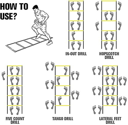 Speed Training Equipment - Agility Ladder Double-Row Flexible, Perfect for Football, Rugby, Boxing, Tennis, Improve Your Speed and Agility - size: 3m