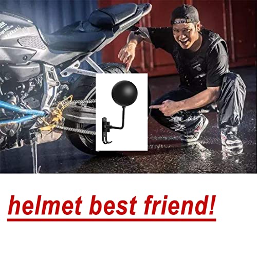 SANGMO 180° Motorcycle Helmet Rack, 4 Pack Rotation Metal Helmet Holder Wall Mount, Helmet Holder Bike with 2 Hooks Helmet Hanger for Motorcycle Bike Coats, Caps, Baseballs, Rugby Helmet (Black) - color: Black*4